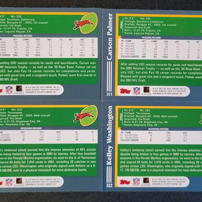 Sale Photo Thumbnail #1085: 2002 Topps Washington Rookie (2), Palmer (2), Houshmandzadeh (2), Smith (2)  Johnson (2), Kitna (2).