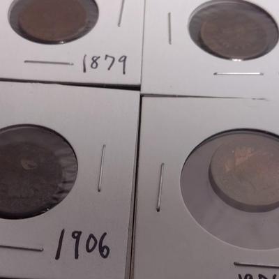 Set of Eight Indian Head Pennies Various Dates Circulated Condition (25)