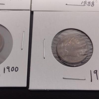 Set of Six Indian Head Pennies Various Dates Circulated Condition (30)
