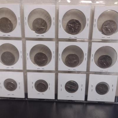 Collection of U.S. Dimes, Quarters, and Nickels with Reverse Statehood and Other Circulated Condition (28)