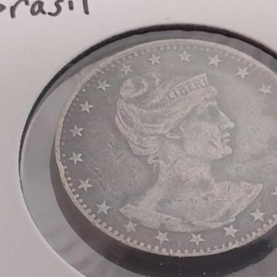 Pair of Antique Brazilian Silver Coins 100 and 200 Reis Circulated Condition (31)