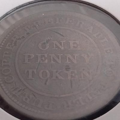 1813 Canadian Nova Scotia Trade and Navigation One Penny Token Circulated Condition (33)