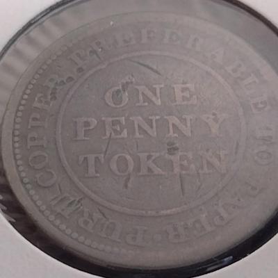 1813 Canadian Nova Scotia Trade and Navigation One Penny Token Circulated Condition (33)