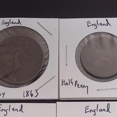 Set of Six Early Date British Half Pennies Circulated Condition (34)