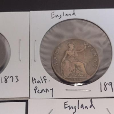 Set of Six Early Date British Half Pennies Circulated Condition (34)