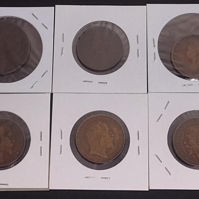 Set of Six Early Date British Half Pennies Circulated Condition (34)