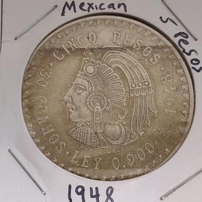1878 and 1948 Mexican Centavos and 5 Pesos Silver Coins Circulated Condition (36)