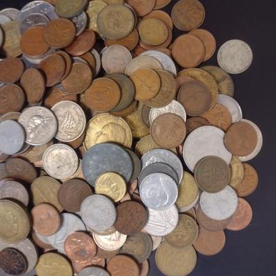 Collection of Brass, Bronze and Other Foreign Coins Various Dates and Denominations 2lbs (40)