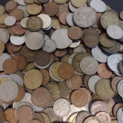 Collection of Brass, Bronze and Other Foreign Coins Various Dates and Denominations 2lbs (40)