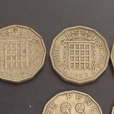 Set of Six Early 20th Century Dates British Three Pence Coins Circulated Condition (44)