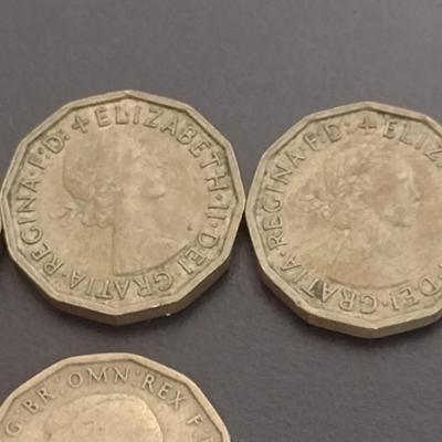 Set of Six Early 20th Century Dates British Three Pence Coins Circulated Condition (44)