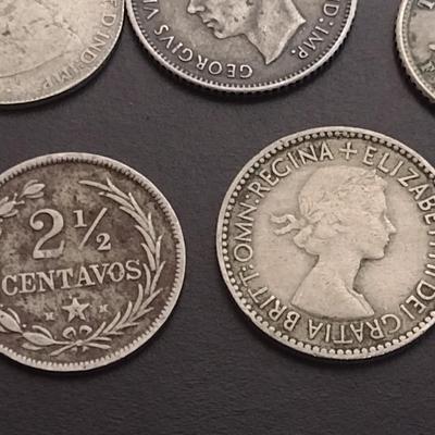 Set of Five Australian Six Pence and Other Foreign Coins of Interest Various Dates and Denominations Circulated Condition (45)