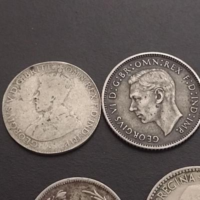 Set of Five Australian Six Pence and Other Foreign Coins of Interest Various Dates and Denominations Circulated Condition (45)