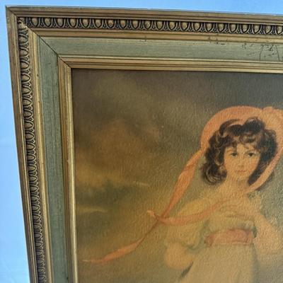 Sale Photo Thumbnail #39: vintage wooden framed print of Sarah Goodin Barrett Moulton or “Pinkie” by Sir Thomas Lawrence. 23x17
