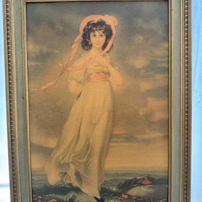 Sale Photo Thumbnail #38: vintage wooden framed print of Sarah Goodin Barrett Moulton or “Pinkie” by Sir Thomas Lawrence. 23x17