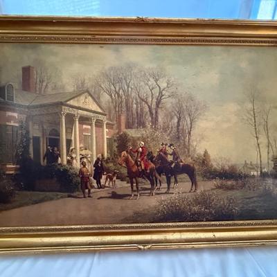 Sale Photo Thumbnail #46: vintage woooden framed art print - “The Departing Guests” by Alfred Wordsworth Thompson. 40x26