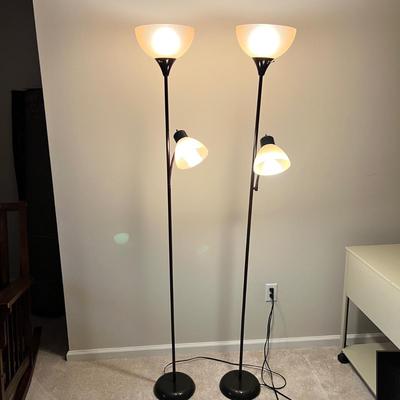 Matching Pair of Torchiere W/ Task Lights Floor Lamps (BGB-RG)