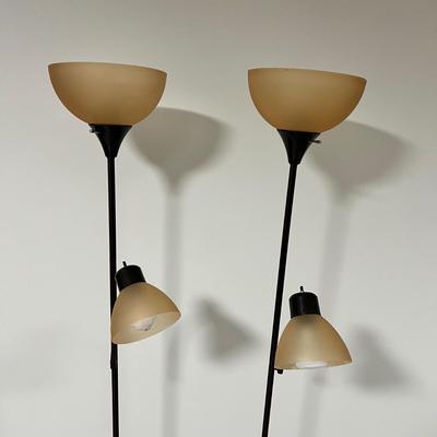 Matching Pair of Torchiere W/ Task Lights Floor Lamps (BGB-RG)