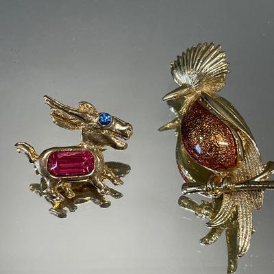 King fisher and donkey brooches