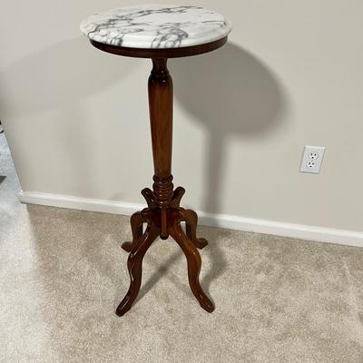 Mahogany Victorian Plant Stand W/ Beveled Italian Marble Top (BGB-RG)