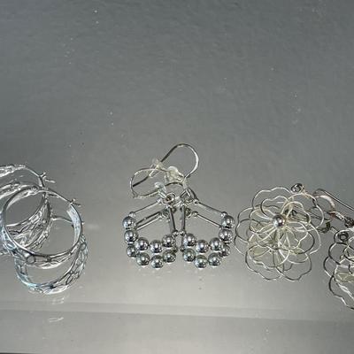 3 sets of sterling earrings
