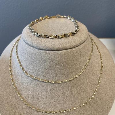 Twisted vermeil 31” chain and bracelet