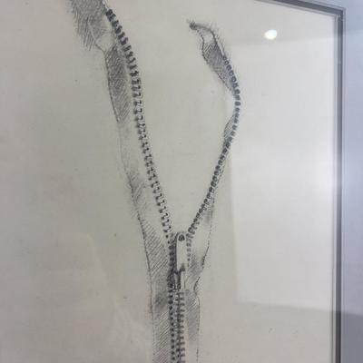 Framed and Matted Pencil Sketch of "THE ZIPPER" 