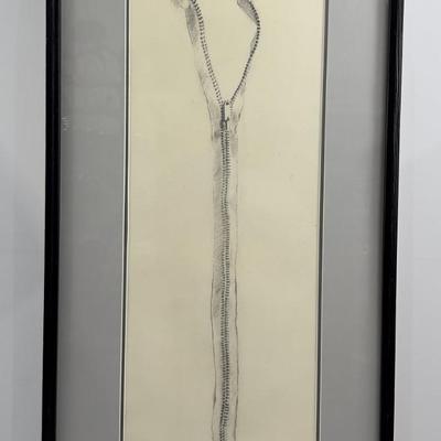 Framed and Matted Pencil Sketch of "THE ZIPPER" 