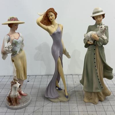 3 Figurine; 2 Home Interiors and 1 Resin LADIES 