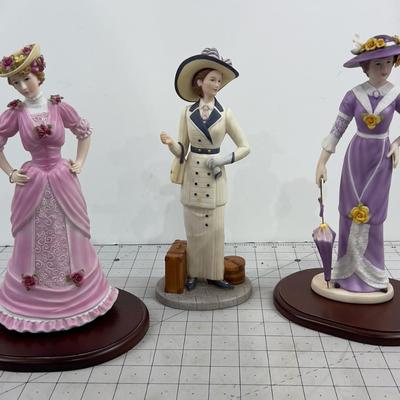 3 Figurines (2) on Rosewood Bases LADIES 
