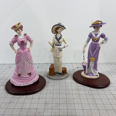 3 Figurines (2) on Rosewood Bases LADIES 