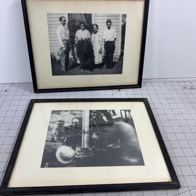 2 old Black & White Framed Photos