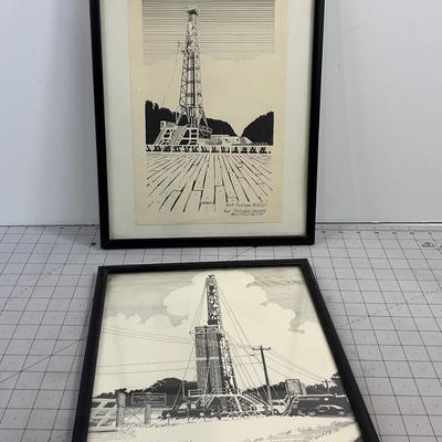 2 Oil Well Drawings 