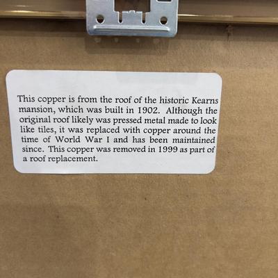 Signed Thank You NOTE From the Kearns Mansion Piece of Copper from. 