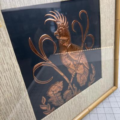 Preas Co.   Hammered McCaw Bird SLC UT Framed Under Glass 