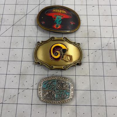 BELT Buckles: LA Rams, BOSTON, & Turquoise Color Western Style (3) 