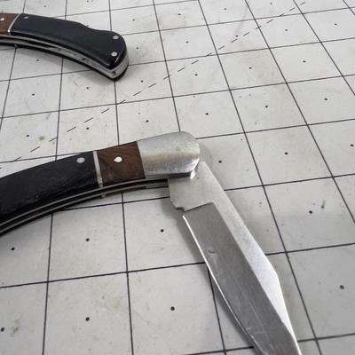 Pair of Iron Wood Handled Folding Knives