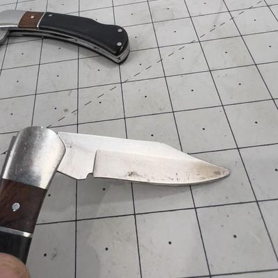 Pair of Iron Wood Handled Folding Knives