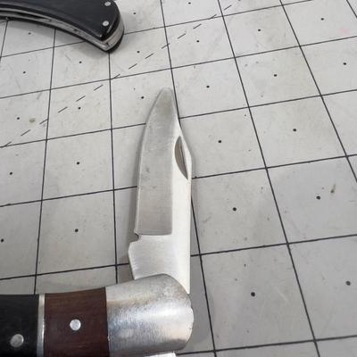 Pair of Iron Wood Handled Folding Knives