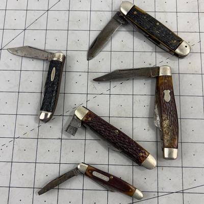 (5) Folding Knives Couple of old Timers and Schrade 