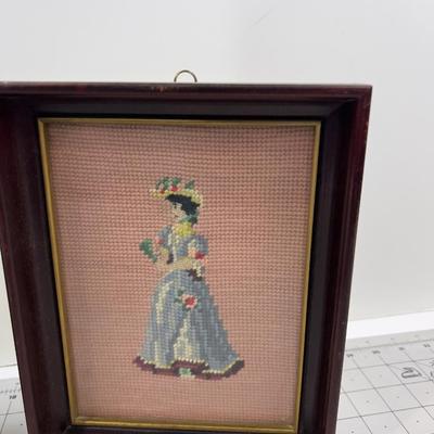 Pair of Framed Colonial NEEDLE POINTS 