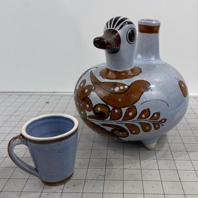 Mexican Ceramic Bird Picture and Cup