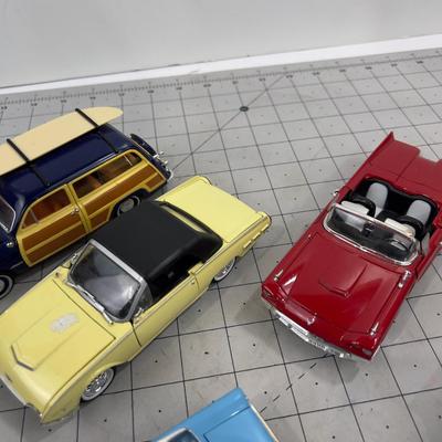 Die Cast Car Collection; Panel Wagon "Woody"  & 2 T- Bird, 2 Fairlane, 