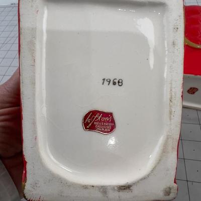 Lefton's Red Chair Girl & Boy Planters