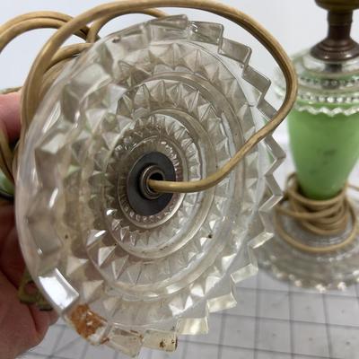 2 Awesome Green Glass Antique Lamps 