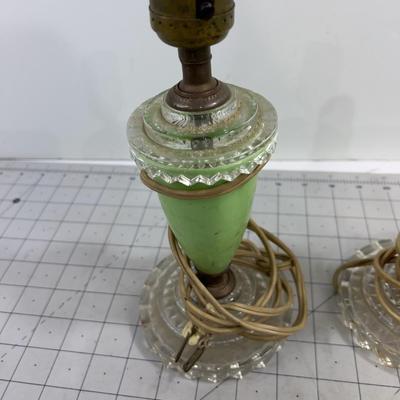 2 Awesome Green Glass Antique Lamps 