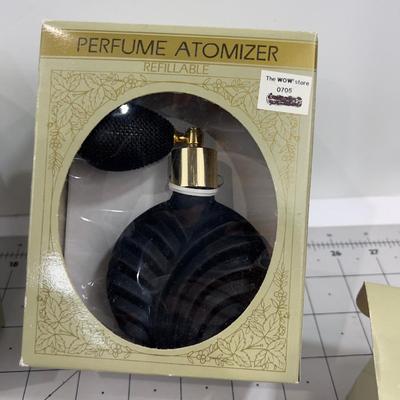 (3) Perfume Atomizers, Glass, New old stock