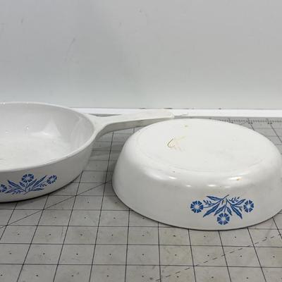 2 Small skillets -Cornflower, Corning Ware S