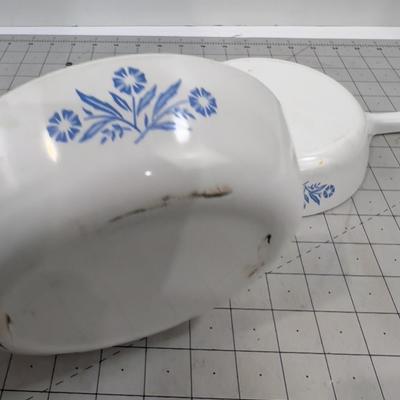 2 Small skillets -Cornflower, Corning Ware S