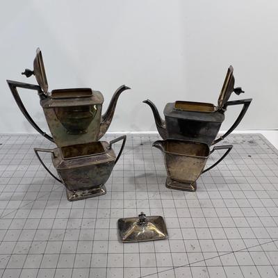 Pairpoint Silver Plated Tea & Coffee Set With Cream & Sugar 